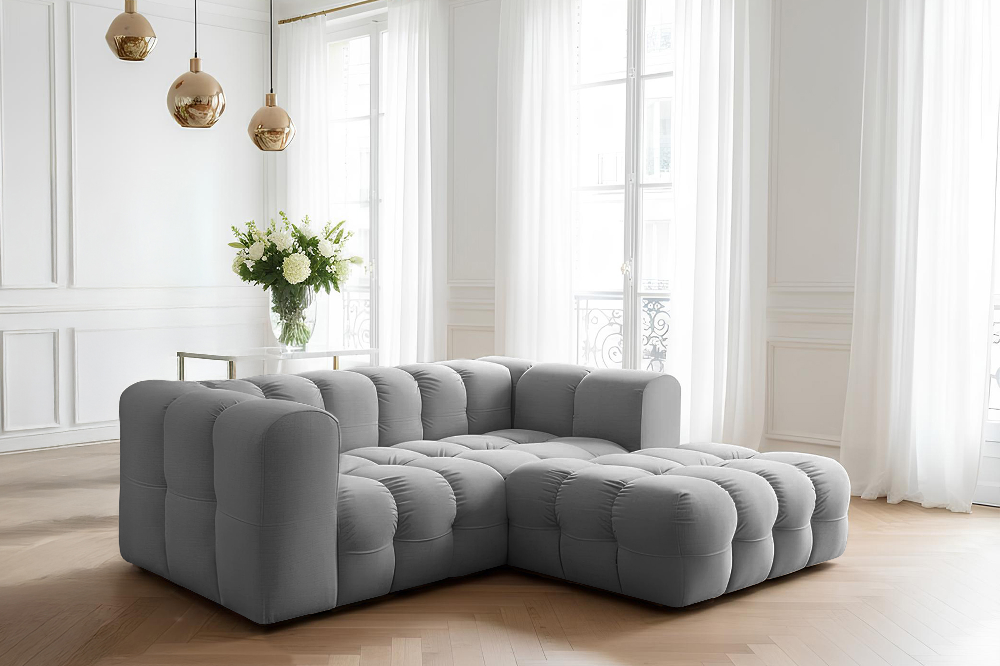 Baloo L-Form Mini Ecksofa Grau Tiffany 16